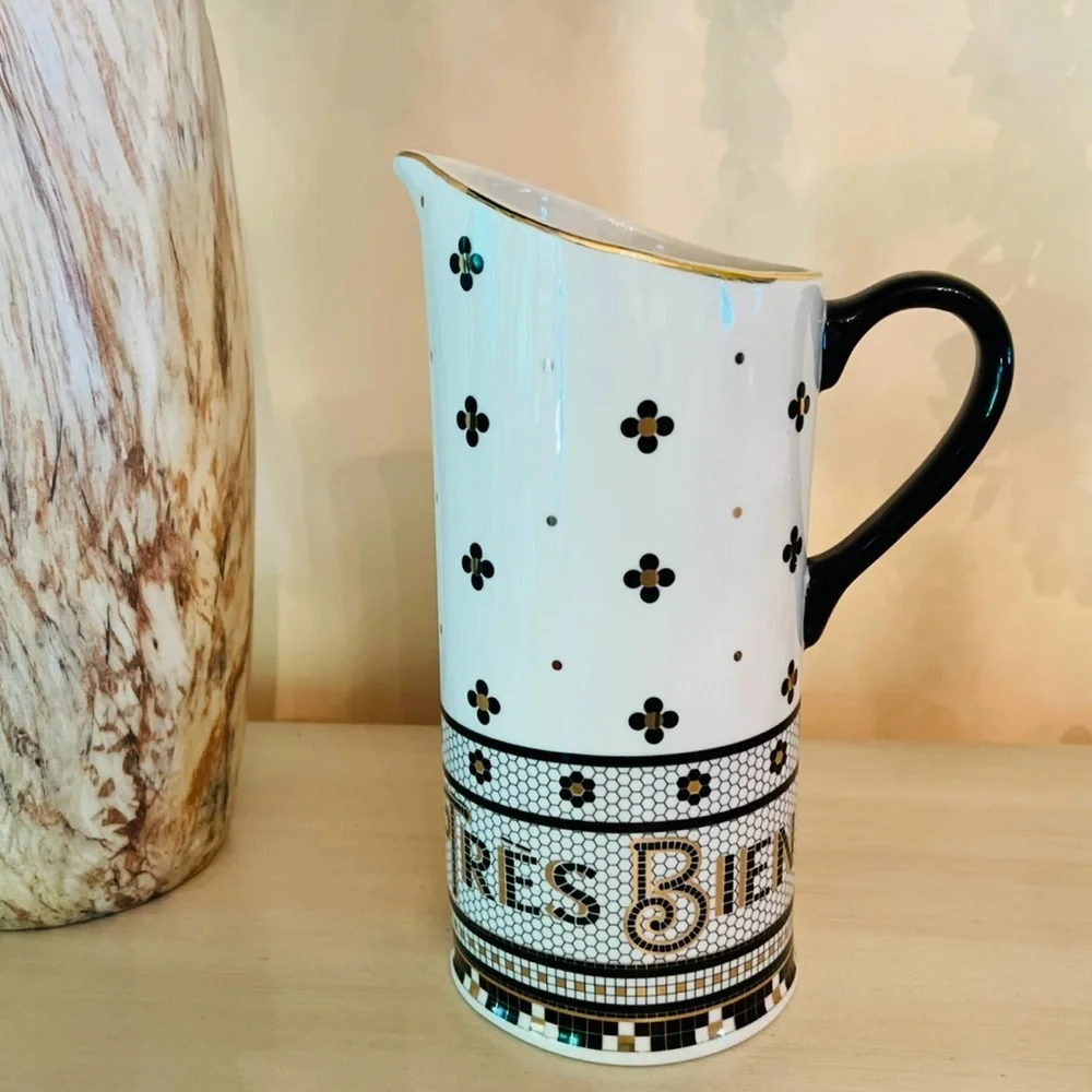 Anthropology The Bistro Tile Stoneware Pitcher 52oz - Picture 3 of 11